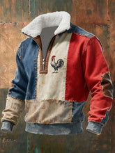 Chandail à capuchon à glissière Baggy Drapeau Français Le Coq Gaulois pour homme